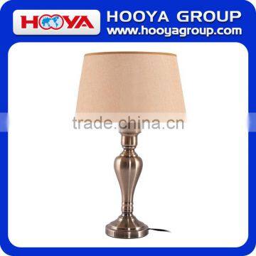 15" Antique Brass Table Lamp w/ LED Bulb Linen Shade Iron Base Bedroom Office
