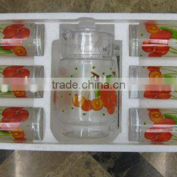 JK037 7pcs Glass Drinking Set with deco