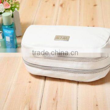 Elegant PU Women Handbags Cosmetic Purse White Leather Toiletry Pouch With Two Large Compartment photo-4