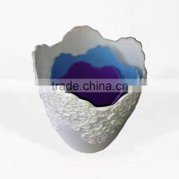 Small Round Flower Pot With Embossed Flowe Design photo-6