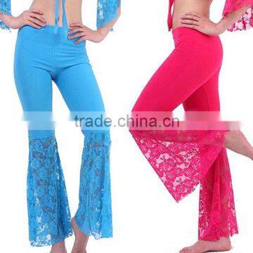 Top Selling Chic Pants Dance Costume Milk Silk Sexy Lace Fishtail Bell Bottom Pants For Belly Dance Slip