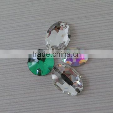 Oval Sew-on Crystal Flatback Glass Bead With Holes Crystal Color Glass Bead for Wedding Dress photo-4