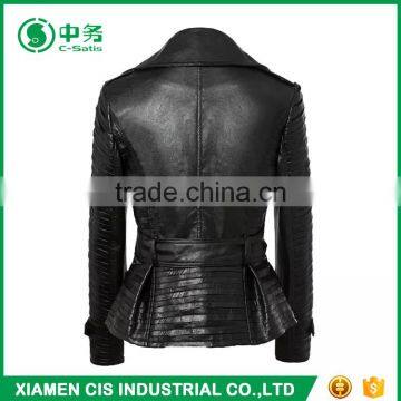 Custom Brand Fashion Fancy Slim Fit Women Black Sexy Leather Jacket photo-2