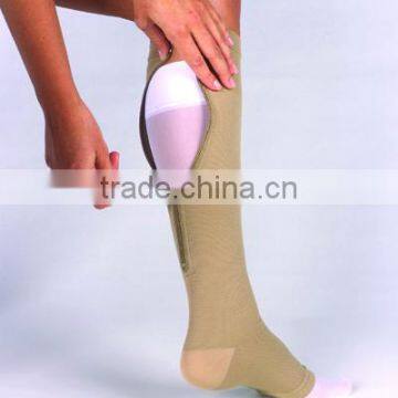 Stretch Medical compression stocking with ykk zipper