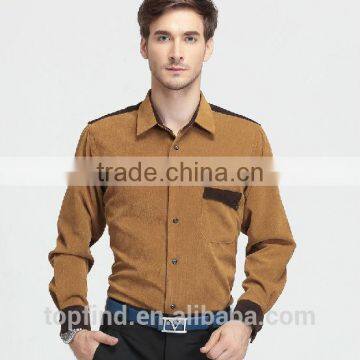 2016 New Style coffee color corduroy men shirt