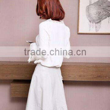 2017 New Arrivals White Speaker Long Sleeves Design Chiffon Shirts for Women photo-2