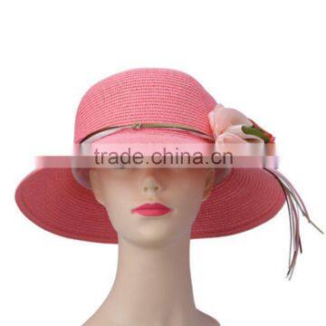 Flower Wide Brim Cloche Fedora Bowler Straw Hat Summer Spring Sun Cap