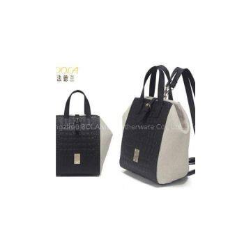 Farbic Trim Croco Leather Backpack