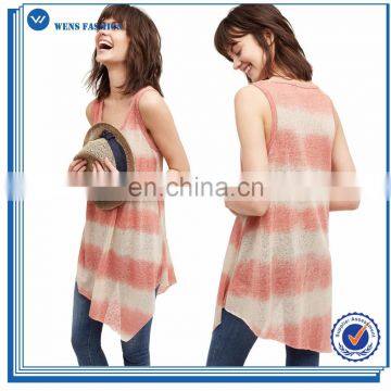 Custom Design Women Fashion Tops Asymmetric Summer Tunic Blouse