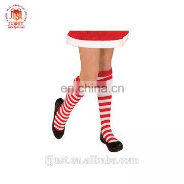Lovely Reindeer & Santa Ornament Cotton Patches Girls Christmas Socks