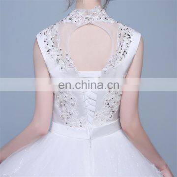 HS1634 2017 Cheap Halter Beading A Line Tulle Plus Size Long Wedding Dress Guest Gown Maid of Honor photo-6