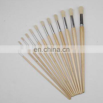 12 Piece Acrylic Painting Long Handle Round Bristle Brush Set