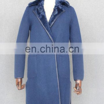 New Collection Double Face Fur Jacket Ladies Winter Sheepskin fur Overcoat Woolen Fabric Fur Dress