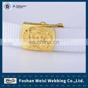 White color canvas belt navy belt with embossed buckle for Thailand