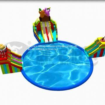 custom large adult size inflatable water slide with pool for sale