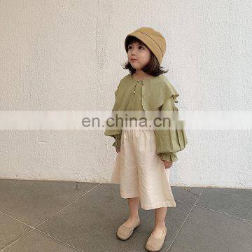 C1057/White Cool Irregular Collar Thin Kids Shirts for Girls High Quality Fashion Sweet Girls Top photo-2