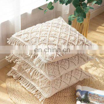 Bohemian Home Decorative Hand Crocheted Pillow Case Handmade Macrame Pillow Cushion Cover photo-2