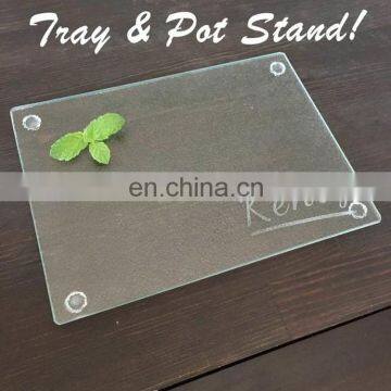 Unique design acid etching wholesale customized creative tempered glass cutting board