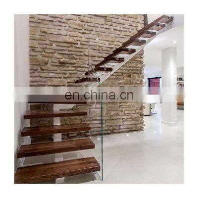 Hot Sale Modern Design Indoor Mono Stringer Staircases With Glass Railings