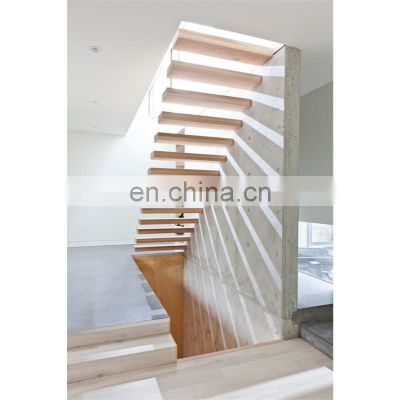 Wood floating stairs hidden stringer staircases design modern straight staircase