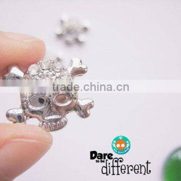 Free Shipping DIY Rhinestone Skull Slide Charm