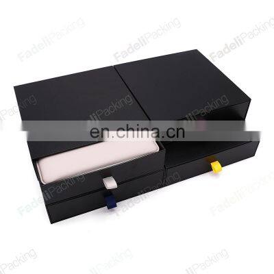 black cardboard paper jewelry box packaging gift drawer box custom logo