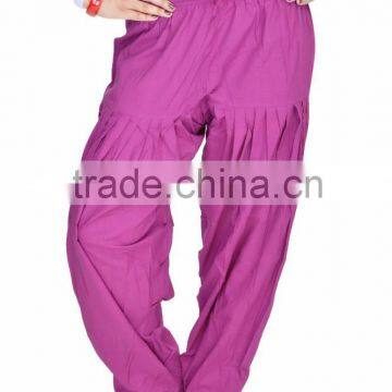 Indian Women Cotton Purple Color Kareena Patiala Salwar Trouser Pants Ethnic Wear Casual Wear Traditional Wear Loose Fit Pant