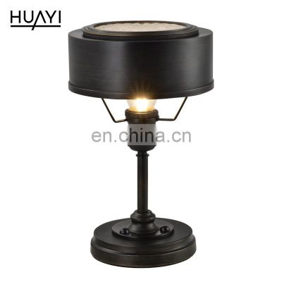 HUAYI Black Upright Traditional Light Source Retro Type Indoor Bedroom Office Desk Lamp Table Lamp