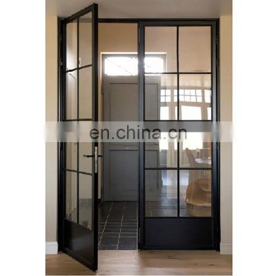 Aluminum casement door modern front design Tempered glass entrance doors residential