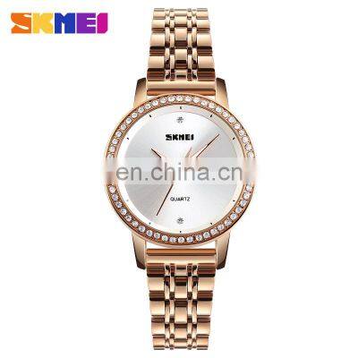 Wholesale Price Design Own Logo Skmei 1311 Stainless Steel Band Japan Battery Waterproof 3 ATM Rose Gold Lady Quartz Watch