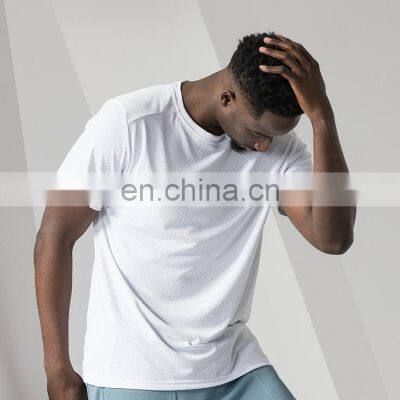 Quick Dry Mesh Jacquard Weave Men's Custom Breathable Short Sleeve Top Gym Fitness Running Shirt Sportswear Clothes photo-4