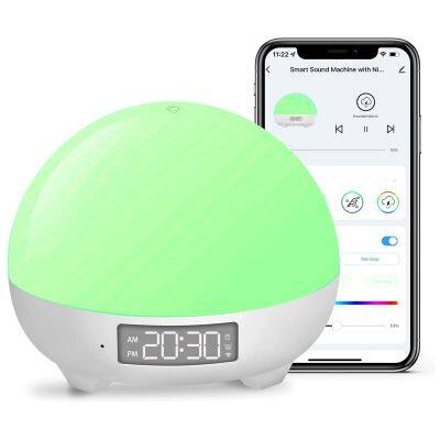 Alarm Clock Temperature Detection WiFi Baby Crying Detection Sound Machine with Night Light Smart White Noise Sound Machine