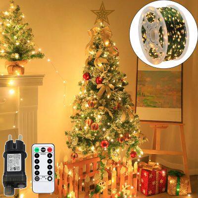 Christmas Tree Decorative Light 30m 50m 100m Micro LED String Lights with Remote Control 8 Lighting Modes