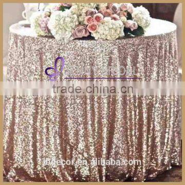 SQN#24 wholesale 132" round champagne rose gold sequin table cloth                        
                                                Quality Choice