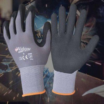 Enkerr Ms851042 Black Nitrile Ultra-fine Foamed Coated Oil-resistant Gloves, Nitrile Coated Gloves