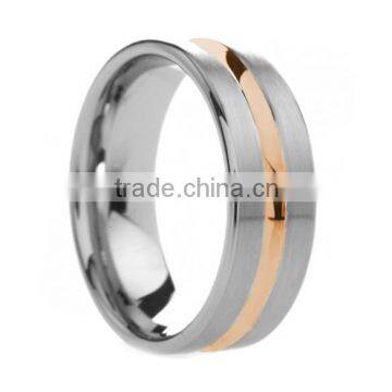 Tungsten Carbide Rings Wedding Bands Rose Gold Plated Groove Ring