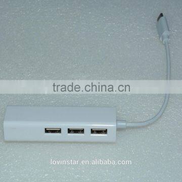 China Factory Price Type C USB-C Cable Adapter 3 USB Ports RJ45 Ethernet Connector for Macbook 12" for Dropshipping photo-5