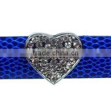 Full Rhinestone Heart 18mm Rhinestone Slide Charms Wholesale, fits 18mm width Leather Bracelet