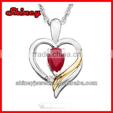 Fashion AAA cubic zirconia paved micro paving heart necklace for MOM gold necklace