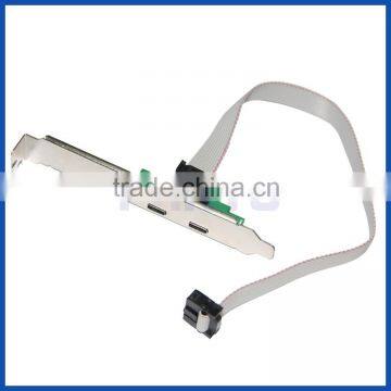 Metal Bracket 9pin USB 2.0 to 2 Port USB Type C USB-C Adapter Converter Card Cable photo-1