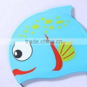 the fish printing design swimming caps for kids use