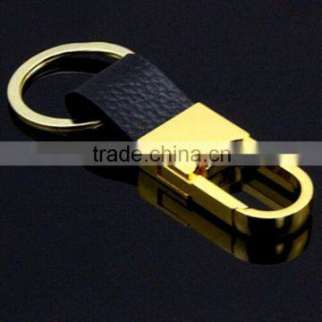 Fashion Metal Leather Keyring Keychain Key Ring with Custom Logo