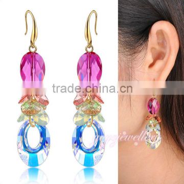 Women jewelry rhinstone gold fashion long earrings for girls