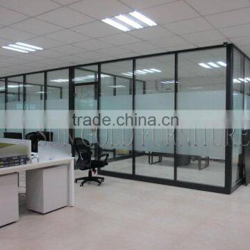 Black Frame Glass Dividers Modern Office Ground Glass Partition(SZ-WS577)