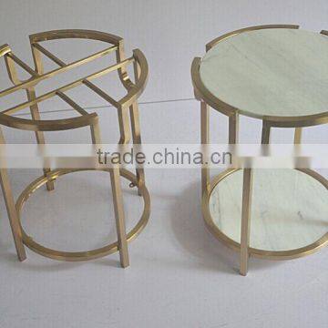 2016 Foshan Shunde Factory Supply White Marble Metal Stainless Steel Coffee Table photo-2