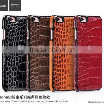 Classic Crocodile Leather Rubber Case for iPhone 6Plus HOCO Real Leather Cover Platinum Series Shell for iPhone 6s Plus MT-5810