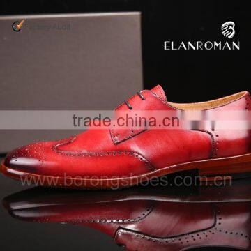 Italian genuine leather formal dress leader shoes for men