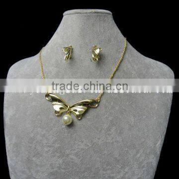 real pearl necklace and gold butterfly earring sets