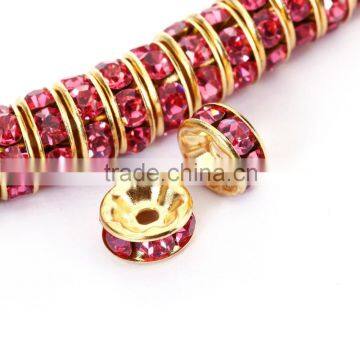 Gold Plated Rose #209 Rhinestone Jewelry Rondelle Spacer Beads Variation Color and Size 4mm/6mm/8mm/10mm