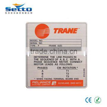 Hot Sale Aluminum Nameplates Manufactur for Machinary Tags